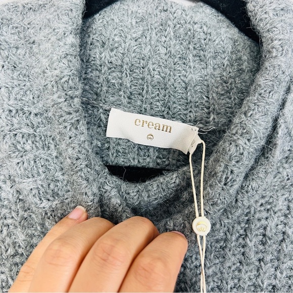 Cream CRMiranda Croped Pullover Grey Wool Blend Cowl Neck sweater Women XL - Picture 9 of 14